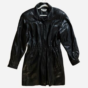 Vintage Black Leather Coat